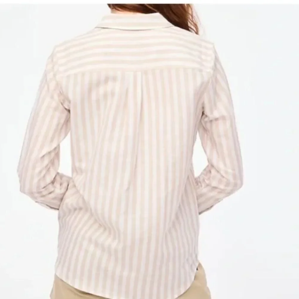 J. Crew Tan Striped Linen Shirt Size Small